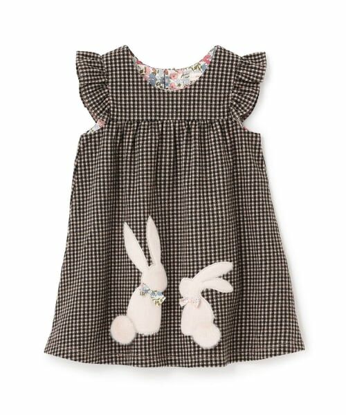 sense of wonder / センス オブ ワンダー ミニ丈・ひざ丈ワンピース | ウサギアップリケジャンパースカート（黒）