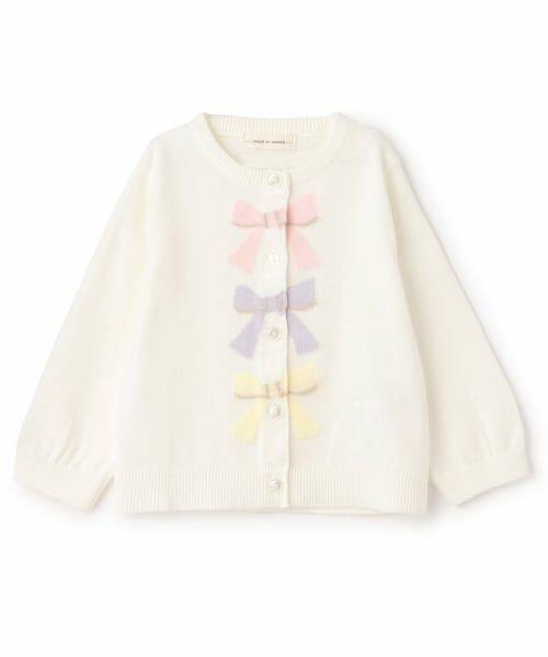 sense of wonder / センス オブ ワンダー カーディガン・ボレロ | リボンインターシャカーディガン（オフ ホワイト）