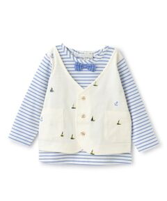 sense of wonder / センス オブ ワンダー Tシャツ | ヨット刺しゅうベストレイヤード長袖Tシャツ