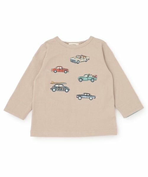 sense of wonder / センス オブ ワンダー Tシャツ | リバティクルマ刺しゅう長袖Tシャツ（グレー）
