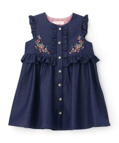 sense of wonder / センス オブ ワンダー ミニ丈・ひざ丈ワンピース | 野イチゴ刺しゅうジャンパースカート