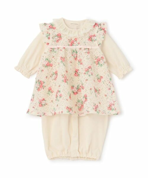 sense of wonder / センス オブ ワンダー ベビー・キッズウエア | 野イチゴレースエプロンつき2WAYオール【オーガニック】【日本製】（ECRU(キナリ)）