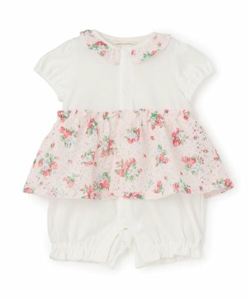 sense of wonder / センス オブ ワンダー ロンパース | 野イチゴレースショートオール【オーガニック】【日本製】（ピンク）