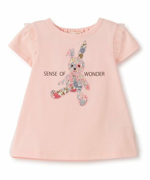 sense of wonder / センス オブ ワンダー Tシャツ | リバティウサギアップリケ半袖Tシャツ（ピンク）
