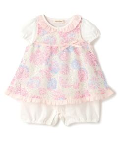 sense of wonder / センス オブ ワンダー ベビー・キッズウエア | アジサイレースエプロンつきショートオール【オーガニック】【日本製】