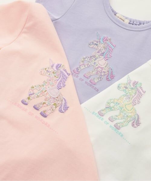 sense of wonder / センス オブ ワンダー Tシャツ | ユニコーンリバティアップリケTシャツ | 詳細4