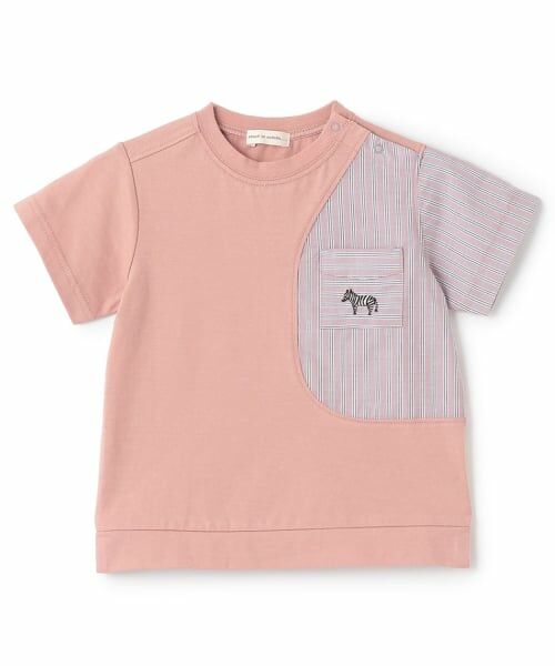 sense of wonder / センス オブ ワンダー Tシャツ | 接触冷感ストライプ切り替え半袖Tシャツ（ピンク）