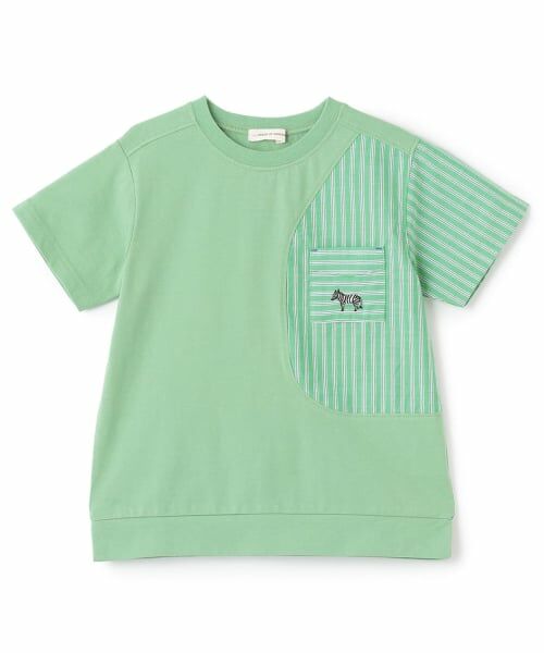 sense of wonder / センス オブ ワンダー Tシャツ | 接触冷感ストライプ切り替え半袖Tシャツ（グリーン）