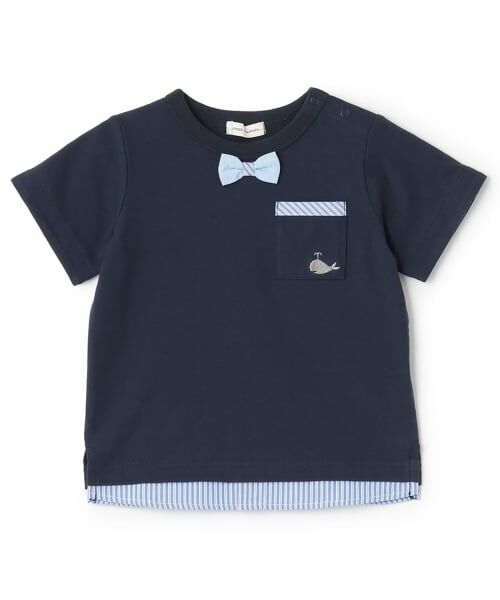 sense of wonder / センス オブ ワンダー Tシャツ | 接触冷感シャツレイヤード風半袖Ｔシャツ（紺）