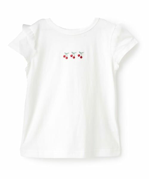 sense of wonder / センス オブ ワンダー Tシャツ | チェリー刺しゅう半袖Tシャツ（オフ ホワイト）