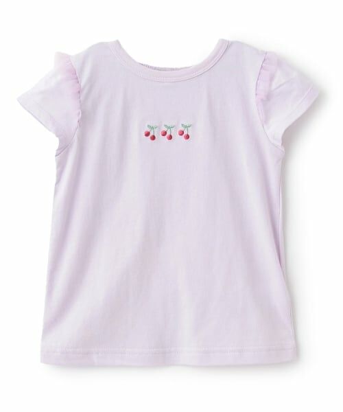sense of wonder / センス オブ ワンダー Tシャツ | チェリー刺しゅう半袖Tシャツ（ラベンダー）