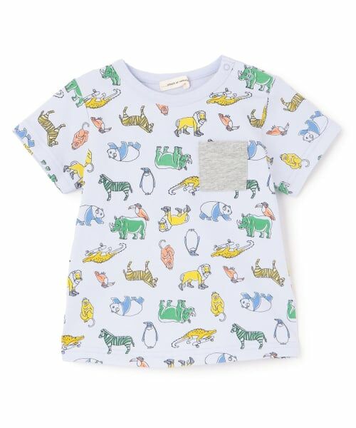 sense of wonder / センス オブ ワンダー Tシャツ | アニマル総柄Tシャツ（サックス）