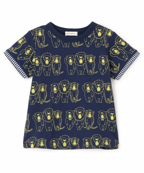 sense of wonder / センス オブ ワンダー Tシャツ | さんびき総柄半袖Tシャツ（紺）