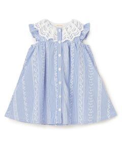 sense of wonder / センス オブ ワンダー ミニ丈・ひざ丈ワンピース | レースプリントストライプワンピース