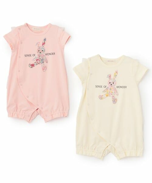 sense of wonder / センス オブ ワンダー ロンパース | リバティウサクマアップリケ半袖ショートオール | 詳細8