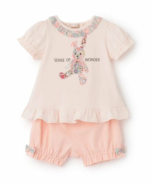 sense of wonder / センス オブ ワンダー ベビー・キッズウエア | リバティウサクマアップリケベビースーツ（ピンク）