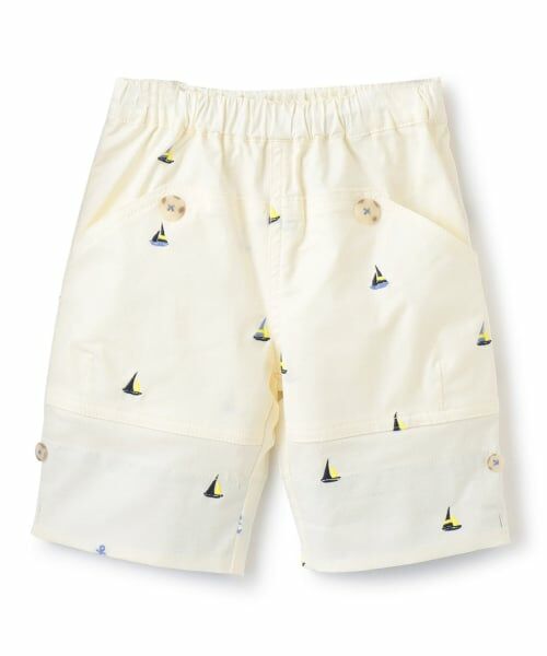 sense of wonder / センス オブ ワンダー ショート・ハーフ・半端丈パンツ | ヨット刺しゅうハーフパンツ（ECRU(キナリ)）