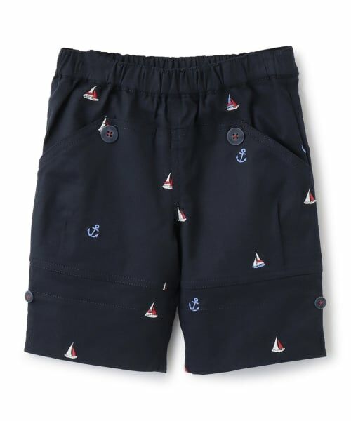 sense of wonder / センス オブ ワンダー ショート・ハーフ・半端丈パンツ | ヨット刺しゅうハーフパンツ（紺）