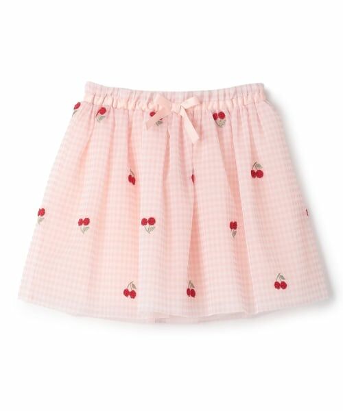 sense of wonder / センス オブ ワンダー ミニ・ひざ丈スカート | チェリー刺しゅうチュールスカート（ピンク）