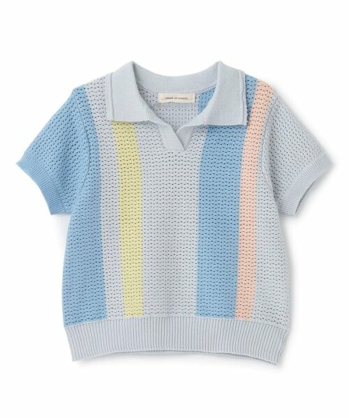 sense of wonder / センス オブ ワンダー ポロシャツ | 透かし編みニットポロシャツ（ライト ブルー）