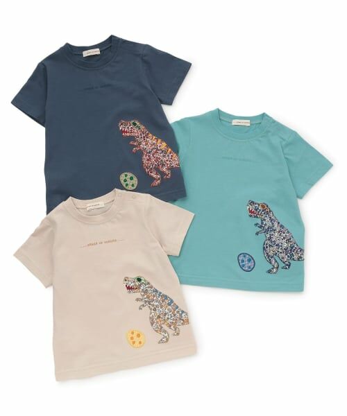 sense of wonder / センス オブ ワンダー Tシャツ | 接触冷感リバティ恐竜アップリケ半袖Ｔシャツ | 詳細9