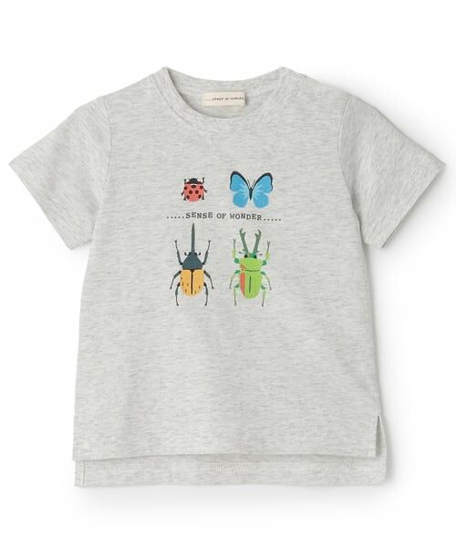 sense of wonder / センス オブ ワンダー Tシャツ | 接触冷感昆虫プリント半袖Ｔシャツ（シロ杢）