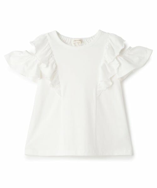 sense of wonder / センス オブ ワンダー Tシャツ | オフショルフリルＴシャツ（オフ ホワイト）