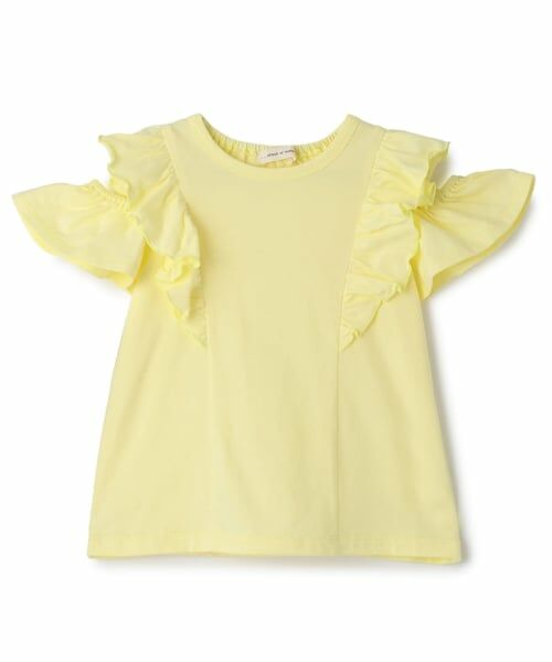 sense of wonder / センス オブ ワンダー Tシャツ | オフショルフリルＴシャツ（レモン イエロー）