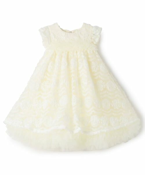 sense of wonder / センス オブ ワンダー ミニ丈・ひざ丈ワンピース | フラワーフリルチュールドレス（ECRU(キナリ)）