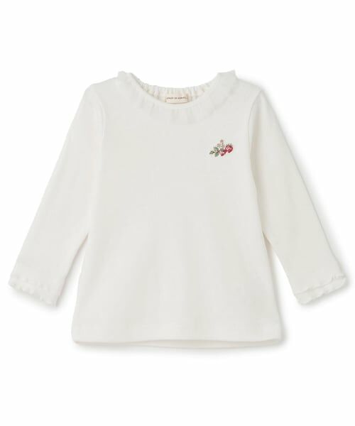 sense of wonder / センス オブ ワンダー Tシャツ | 野イチゴ刺しゅう袖メロウTシャツ(オフ ホワイト)