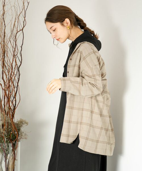 セール 2wayオーバーサイズチェックシャツ シャツ ブラウス