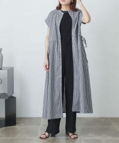 【One-C/低身長向けサイズ展開あり】フレンチスリーブシャツワンピース