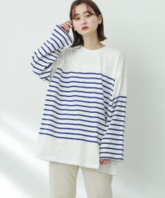 『ユニセックス』パネルボーダーエクストラルーズTシャツ