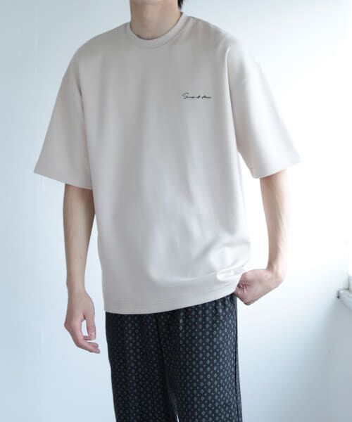 【CHARCOAL】シシュウダンボールポンチTシャツ(5分袖)