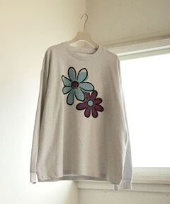 ポップアートフラワープリントロングTシャツ A