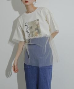 チュールレイヤードグラフィックTシャツ