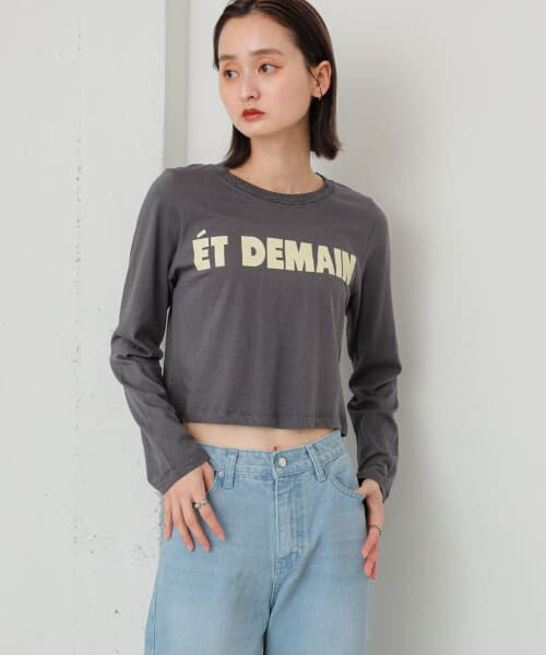 SENSE OF PLACE by URBAN RESEARCH / センスオブプレイス バイ アーバンリサーチ Tシャツ | Et demain　ロゴクロップロングスリーブTシャツ | 詳細1