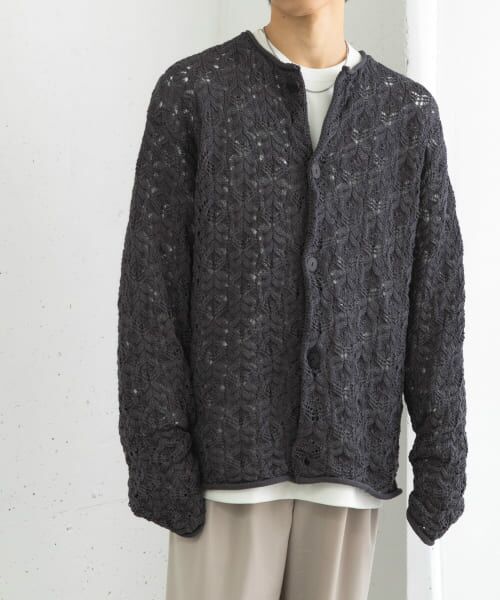 SENSE OF PLACE by URBAN RESEARCH/センスオブプレイス バイ アーバンリサーチ ケーブルメッシュクルーネックカーディガン CHARCOAL M SENSE OF PLACE by URBAN RESEARCH/センスオブプレイス バイ アーバンリサーチ ケーブルメッシュクルーネックカーディガン CHARCOAL M