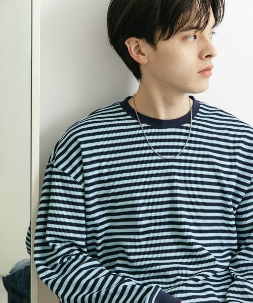 SENSE OF PLACE by URBAN RESEARCH/センスオブプレイス バイ アーバンリサーチ ワッフルボーダーロングTシャツ BLUE L SENSE OF PLACE by URBAN RESEARCH/センスオブプレイス バイ アーバンリサーチ ワッフルボーダーロングTシャツ BLUE L