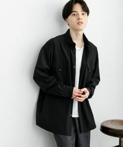 SENSE OF PLACE by URBAN RESEARCH/センスオブプレイス バイ アーバンリサーチ リップストップフィッシングシャツ BLACK M SENSE OF PLACE by URBAN RESEARCH/センスオブプレイス バイ アーバンリサーチ リップストップフィッシングシャツ BLACK M