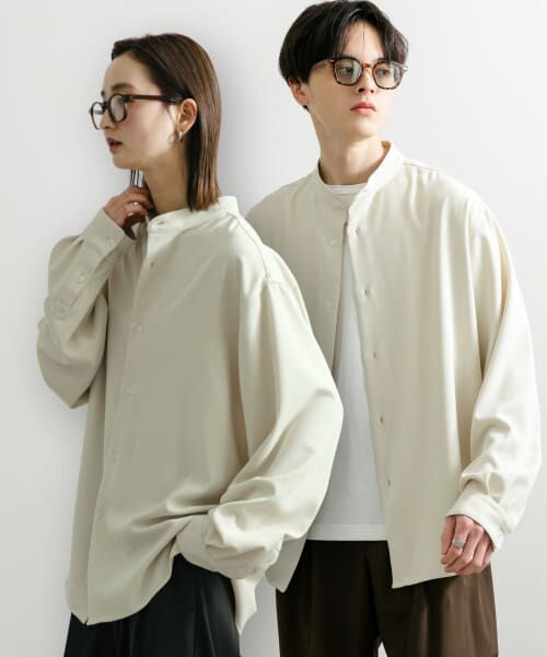 SENSE OF PLACE by URBAN RESEARCH/センスオブプレイス バイ アーバンリサーチ 『ユニセックス』アムンゼンバンドカラーシャツ GREIGE L SENSE OF PLACE by URBAN RESEARCH/センスオブプレイス バイ アーバンリサーチ 『ユニセックス』アムンゼンバンドカラーシャツ GREIGE L