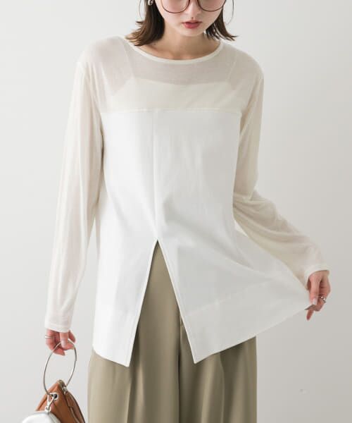 SENSE OF PLACE by URBAN RESEARCH/センスオブプレイス バイ アーバンリサーチ クルーネックドッキングスリットトップ OFF WHITE one SENSE OF PLACE by URBAN RESEARCH/センスオブプレイス バイ アーバンリサーチ クルーネックドッキングスリットトップ OFF WHITE one