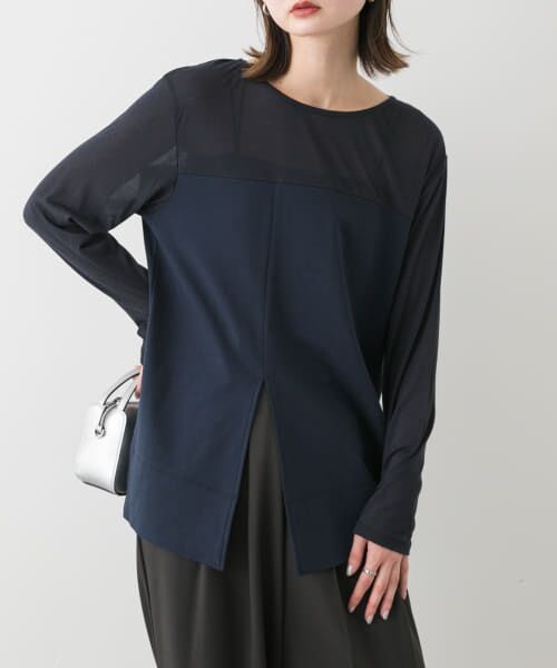 SENSE OF PLACE by URBAN RESEARCH/センスオブプレイス バイ アーバンリサーチ クルーネックドッキングスリットトップ NAVY one SENSE OF PLACE by URBAN RESEARCH/センスオブプレイス バイ アーバンリサーチ クルーネックドッキングスリットトップ NAVY one