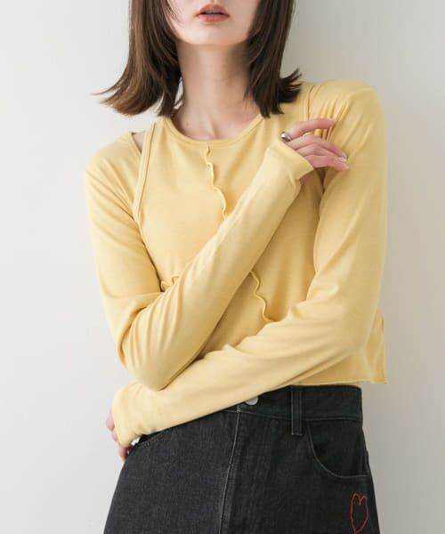 SENSE OF PLACE by URBAN RESEARCH/センスオブプレイス バイ アーバンリサーチ 2Pレイヤードメロートップ YELLOW one SENSE OF PLACE by URBAN RESEARCH/センスオブプレイス バイ アーバンリサーチ 2Pレイヤードメロートップ YELLOW one