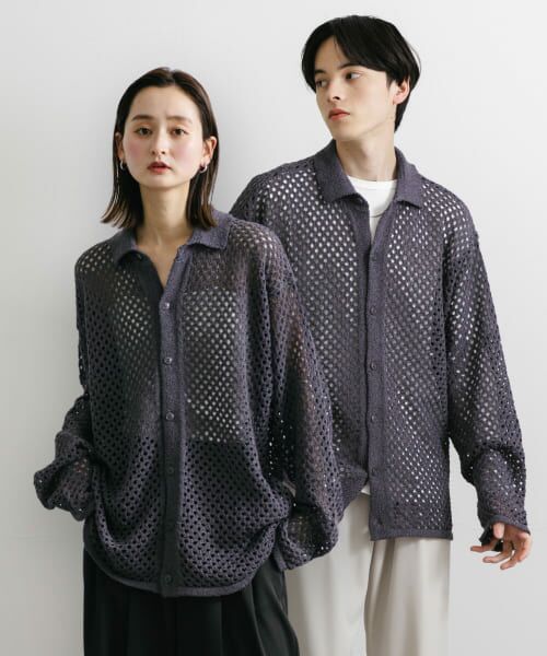 SENSE OF PLACE by URBAN RESEARCH/センスオブプレイス バイ アーバンリサーチ 『ユニセックス』メッシュ衿付きカーディガン CHARCOAL L SENSE OF PLACE by URBAN RESEARCH/センスオブプレイス バイ アーバンリサーチ 『ユニセックス』メッシュ衿付きカーディガン CHARCOAL L