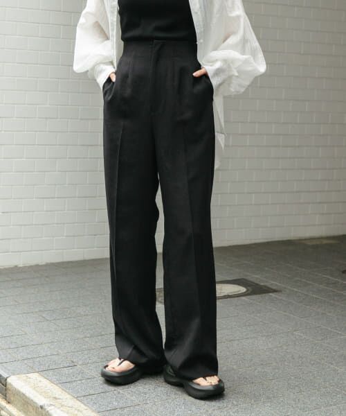 SENSE OF PLACE by URBAN RESEARCH/センスオブプレイス バイ アーバンリサーチ 『UR TECH DRYLUXE』リネンライクワイドパンツ BLACK TALL SENSE OF PLACE by URBAN RESEARCH/センスオブプレイス バイ アーバンリサーチ 『UR TECH DRYLUXE』リネンライクワイドパンツ BLACK TALL