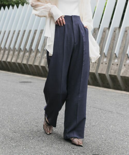 SENSE OF PLACE by URBAN RESEARCH/センスオブプレイス バイ アーバンリサーチ 『UR TECH DRYLUXE』リネンライクワイドパンツ NAVY L SENSE OF PLACE by URBAN RESEARCH/センスオブプレイス バイ アーバンリサーチ 『UR TECH DRYLUXE』リネンライクワイドパンツ NAVY L