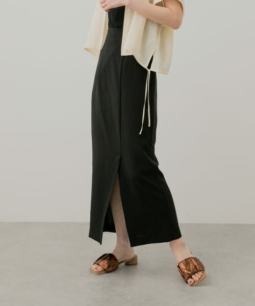 SENSE OF PLACE by URBAN RESEARCH/センスオブプレイス バイ アーバンリサーチ 『UR TECH DRYLUXE』リネンライクスリットタイトスカート BLACK L SENSE OF PLACE by URBAN RESEARCH/センスオブプレイス バイ アーバンリサーチ 『UR TECH DRYLUXE』リネンライクスリットタイトスカート BLACK L