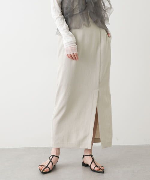 SENSE OF PLACE by URBAN RESEARCH/センスオブプレイス バイ アーバンリサーチ 『UR TECH DRYLUXE』リネンライクスリットタイトスカート GREIGE L SENSE OF PLACE by URBAN RESEARCH/センスオブプレイス バイ アーバンリサーチ 『UR TECH DRYLUXE』リネンライクスリットタイトスカート GREIGE L