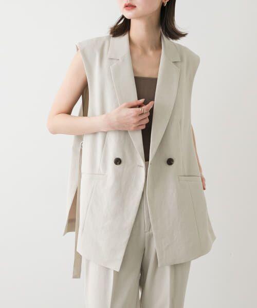 SENSE OF PLACE by URBAN RESEARCH/センスオブプレイス バイ アーバンリサーチ 『UR TECH DRYLUXE』リネンライクサイドベルトジレ GREIGE one SENSE OF PLACE by URBAN RESEARCH/センスオブプレイス バイ アーバンリサーチ 『UR TECH DRYLUXE』リネンライクサイドベルトジレ GREIGE one